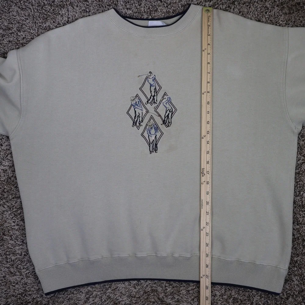 Vintage 90s MC Sport Golf Embroidered Crewneck Sweatshirt 2X Beige Oversized‎